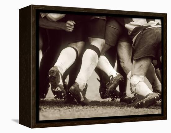 Detail of the Feet of a Group of Ruby Players in a Scrum, Paris, France-null-Framed Premier Image Canvas