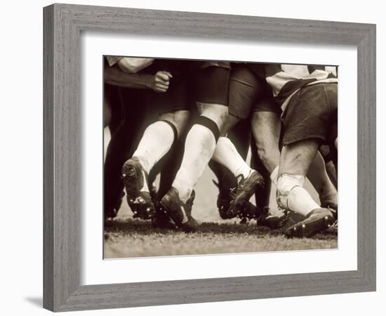 Detail of the Feet of a Group of Ruby Players in a Scrum, Paris, France-null-Framed Photographic Print