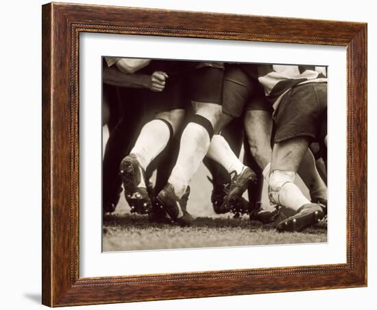 Detail of the Feet of a Group of Ruby Players in a Scrum, Paris, France-null-Framed Photographic Print