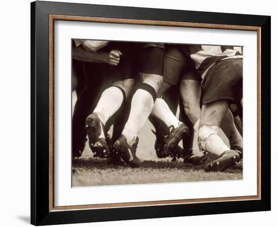 Detail of the Feet of a Group of Ruby Players in a Scrum, Paris, France-null-Framed Photographic Print