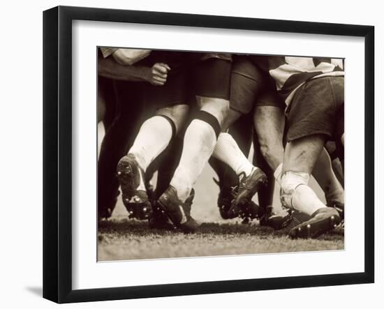 Detail of the Feet of a Group of Ruby Players in a Scrum, Paris, France-null-Framed Photographic Print