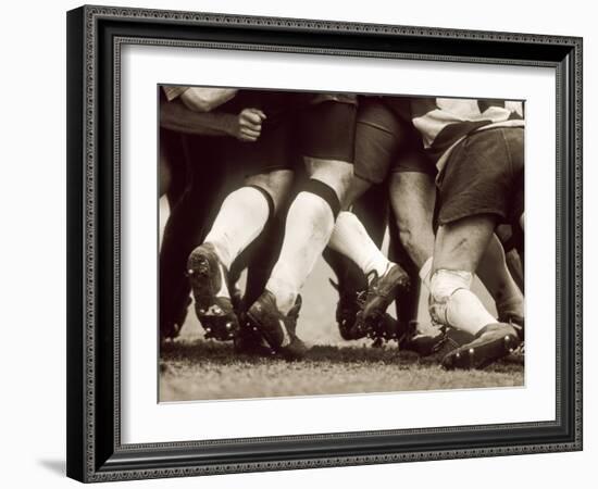 Detail of the Feet of a Group of Ruby Players in a Scrum, Paris, France-null-Framed Photographic Print
