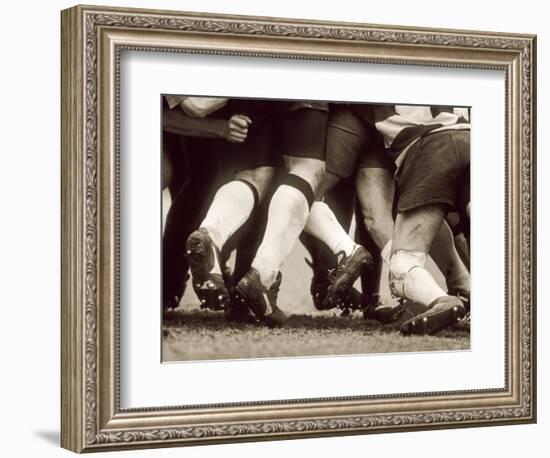 Detail of the Feet of a Group of Ruby Players in a Scrum, Paris, France-null-Framed Photographic Print