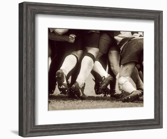 Detail of the Feet of a Group of Ruby Players in a Scrum, Paris, France-null-Framed Photographic Print