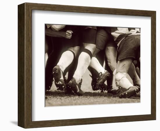 Detail of the Feet of a Group of Ruby Players in a Scrum, Paris, France-null-Framed Photographic Print