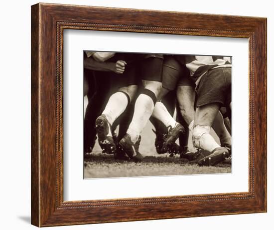 Detail of the Feet of a Group of Ruby Players in a Scrum, Paris, France-null-Framed Photographic Print