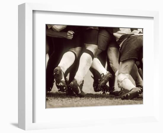 Detail of the Feet of a Group of Ruby Players in a Scrum, Paris, France--Framed Photographic Print