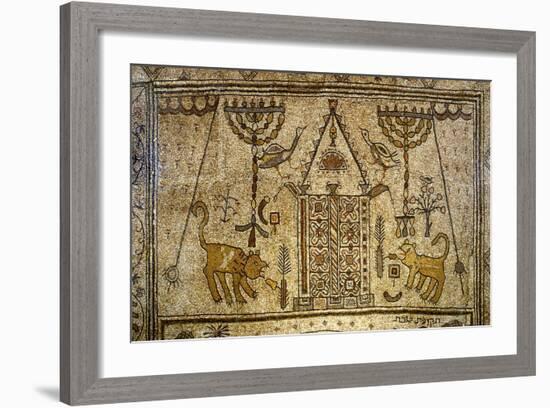 Detail of the Floor Depicting the Holy Ark Flanked by Candelabras, Lions and Birds-null-Framed Giclee Print