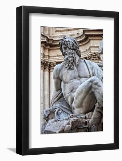 Detail of the 'Fountain of the Four Rivers', Showing the River God Ganges in Piazza Navona, Parione-Cahir Davitt-Framed Photographic Print