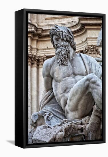 Detail of the 'Fountain of the Four Rivers', Showing the River God Ganges in Piazza Navona, Parione-Cahir Davitt-Framed Premier Image Canvas