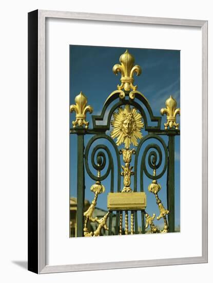 Detail of the Grille D'Honneur of Fleur De Lys and the Emblem of Louis XIV (1638-1715)-null-Framed Giclee Print