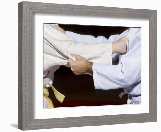 Detail of the Hands of Judo Competitors in Action-null-Framed Photographic Print
