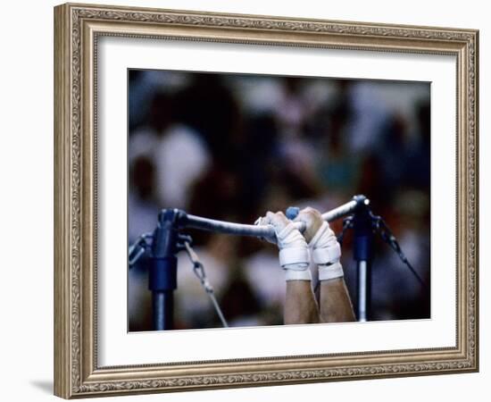 Detail of the Hands of Male Gymnast Grabing the High Bar-Paul Sutton-Framed Photographic Print