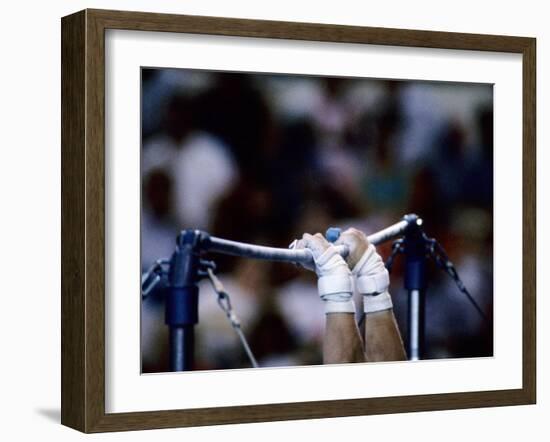 Detail of the Hands of Male Gymnast Grabing the High Bar-Paul Sutton-Framed Photographic Print