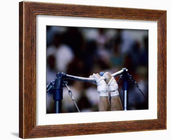 Detail of the Hands of Male Gymnast Grabing the High Bar-Paul Sutton-Framed Photographic Print