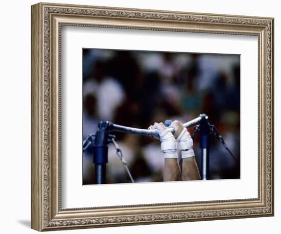 Detail of the Hands of Male Gymnast Grabing the High Bar-Paul Sutton-Framed Photographic Print