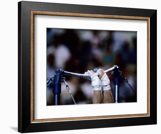 Detail of the Hands of Male Gymnast Grabing the High Bar-Paul Sutton-Framed Photographic Print