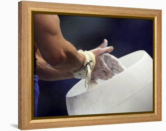 Detail of the Hands of Male Gymnast Preparing for Competition-Paul Sutton-Framed Premier Image Canvas