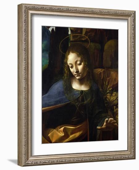 Detail of the Head of the Virgin, from the Virgin of the Rocks-Leonardo da Vinci-Framed Giclee Print