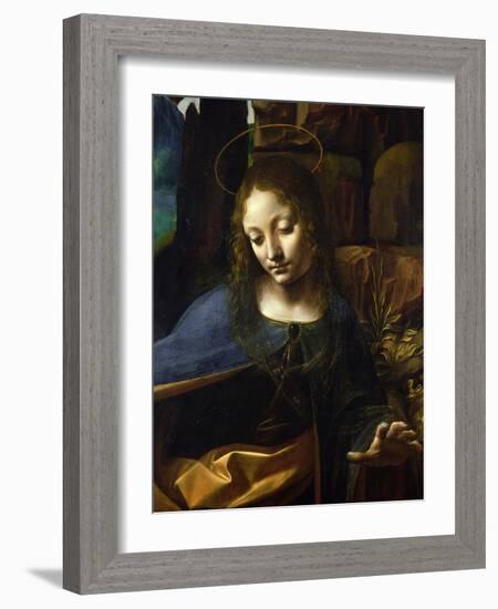 Detail of the Head of the Virgin, from the Virgin of the Rocks-Leonardo da Vinci-Framed Giclee Print