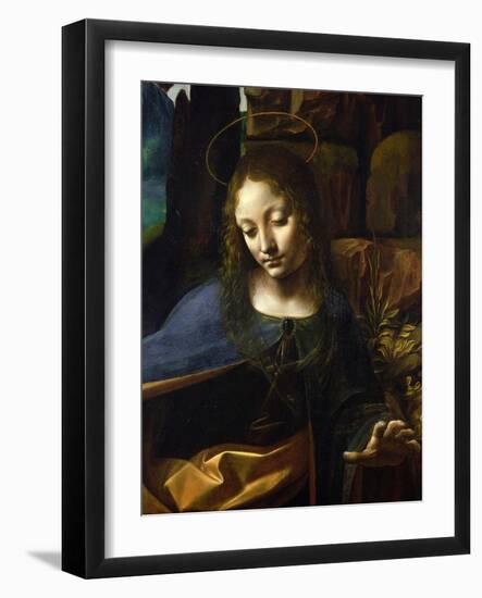 Detail of the Head of the Virgin, from the Virgin of the Rocks-Leonardo da Vinci-Framed Giclee Print