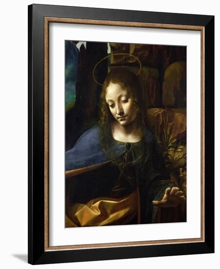 Detail of the Head of the Virgin, from the Virgin of the Rocks-Leonardo da Vinci-Framed Giclee Print