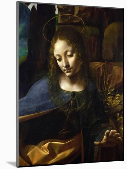 Detail of the Head of the Virgin, from the Virgin of the Rocks-Leonardo da Vinci-Mounted Giclee Print