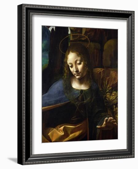 Detail of the Head of the Virgin, from the Virgin of the Rocks-Leonardo da Vinci-Framed Giclee Print