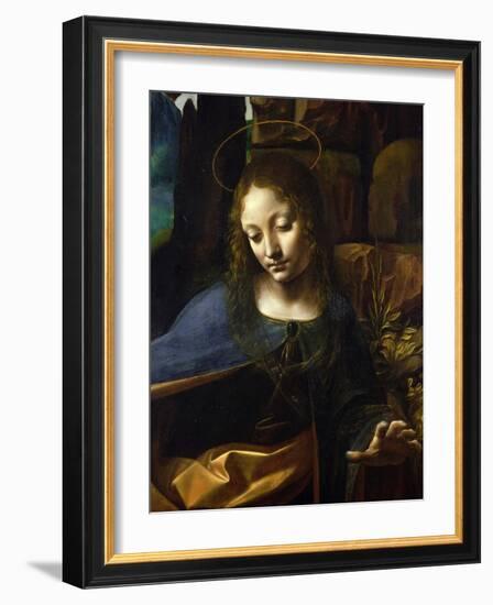 Detail of the Head of the Virgin, from the Virgin of the Rocks-Leonardo da Vinci-Framed Giclee Print