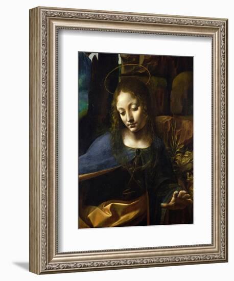 Detail of the Head of the Virgin, from the Virgin of the Rocks-Leonardo da Vinci-Framed Giclee Print