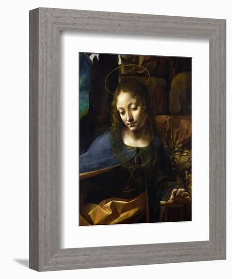 Detail of the Head of the Virgin, from the Virgin of the Rocks-Leonardo da Vinci-Framed Giclee Print