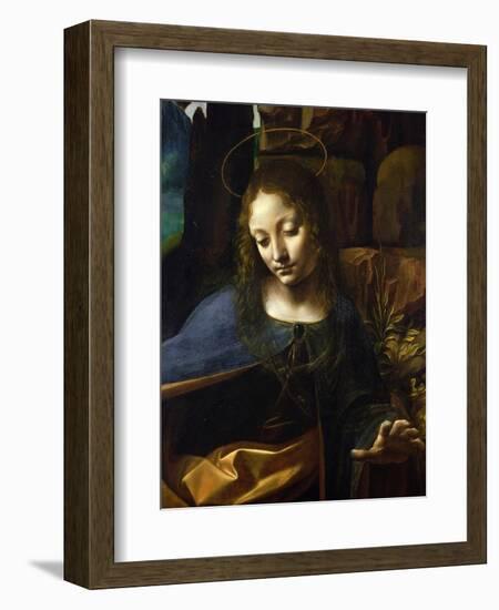 Detail of the Head of the Virgin, from the Virgin of the Rocks-Leonardo da Vinci-Framed Giclee Print