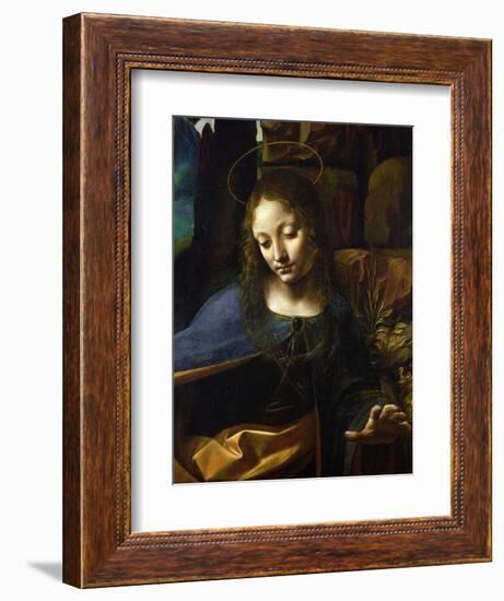 Detail of the Head of the Virgin, from the Virgin of the Rocks-Leonardo da Vinci-Framed Giclee Print