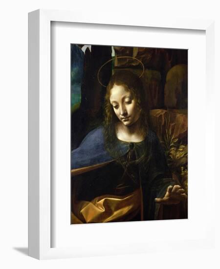 Detail of the Head of the Virgin, from the Virgin of the Rocks-Leonardo da Vinci-Framed Giclee Print