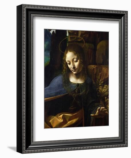 Detail of the Head of the Virgin, from the Virgin of the Rocks-Leonardo da Vinci-Framed Giclee Print