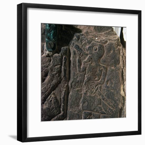 Detail of the Heimdall Cross-Slab on the Isle of Man, 10th century. Artist: Unknown-Unknown-Framed Giclee Print
