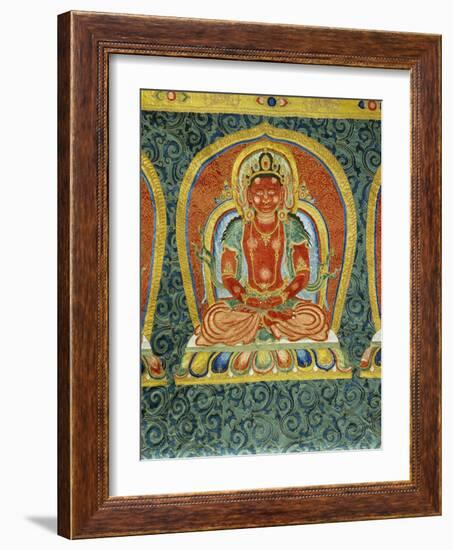 Detail of the Manjusri Boddhisatva from a Rare and Important Large Imperial Embroidered Silk Thanka-null-Framed Giclee Print