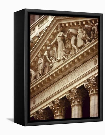 Detail of the New York Stock Exchange Facade, Manhattan, New York City, USA-Nigel Francis-Framed Premier Image Canvas