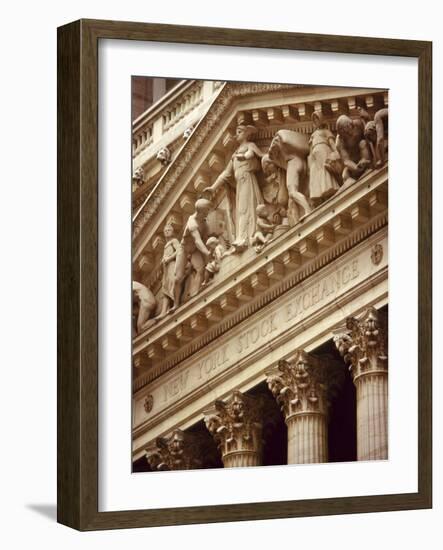 Detail of the New York Stock Exchange Facade, Manhattan, New York City, USA-Nigel Francis-Framed Photographic Print