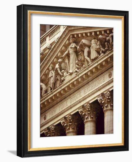 Detail of the New York Stock Exchange Facade, Manhattan, New York City, USA-Nigel Francis-Framed Photographic Print