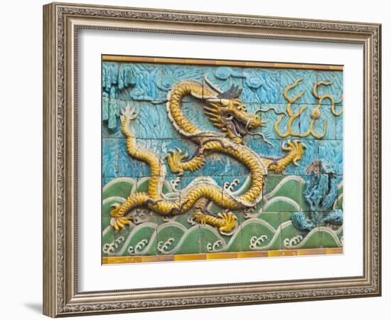 Detail of the Nine Dragons Screen, Palace of Tranquility and Longevity, Forbidden City, Beijing, Ch-Neale Clark-Framed Photographic Print