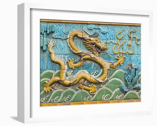 Detail of the Nine Dragons Screen, Palace of Tranquility and Longevity, Forbidden City, Beijing, Ch-Neale Clark-Framed Photographic Print