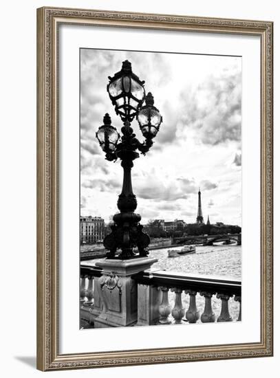 Detail of the Pont  Alexander III bridge - with the Eiffel Tower in the background - Seine River --Philippe Hugonnard-Framed Photographic Print