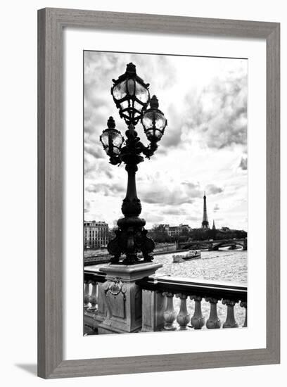 Detail of the Pont  Alexander III bridge - with the Eiffel Tower in the background - Seine River --Philippe Hugonnard-Framed Photographic Print