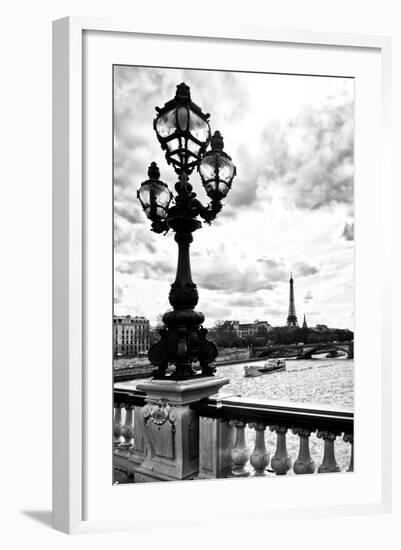 Detail of the Pont  Alexander III bridge - with the Eiffel Tower in the background - Seine River --Philippe Hugonnard-Framed Photographic Print