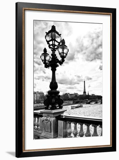 Detail of the Pont  Alexander III bridge - with the Eiffel Tower in the background - Seine River --Philippe Hugonnard-Framed Photographic Print