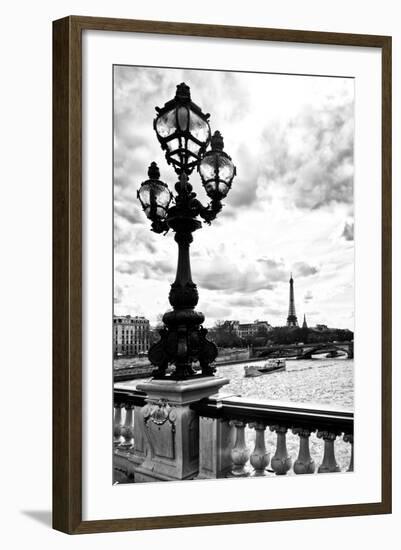 Detail of the Pont  Alexander III bridge - with the Eiffel Tower in the background - Seine River --Philippe Hugonnard-Framed Photographic Print