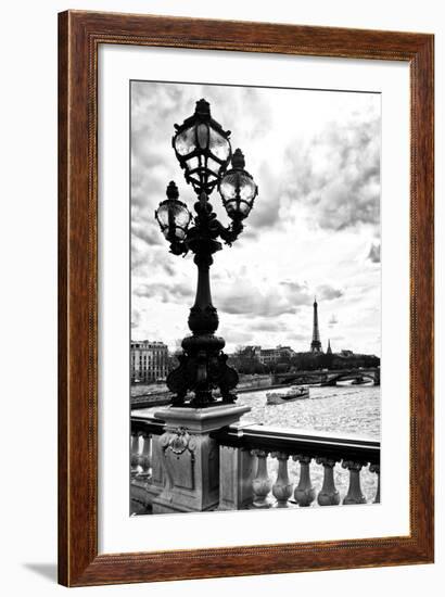 Detail of the Pont  Alexander III bridge - with the Eiffel Tower in the background - Seine River --Philippe Hugonnard-Framed Photographic Print