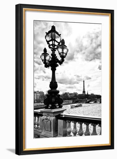 Detail of the Pont  Alexander III bridge - with the Eiffel Tower in the background - Seine River --Philippe Hugonnard-Framed Photographic Print