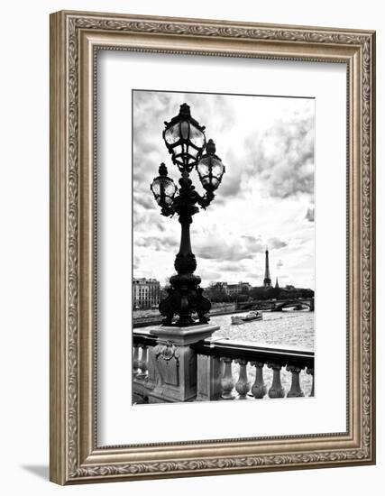 Detail of the Pont  Alexander III bridge - with the Eiffel Tower in the background - Seine River --Philippe Hugonnard-Framed Photographic Print